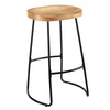 Benzara Metal and Wood Bar Stool with Saddle Seat, Black and Brown