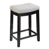 Benzara Saddle Top Wooden Counter Stool with Nailhead Accents, Black and White