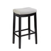 Benzara Saddle Top Wooden Bar Stool with Nailhead Accents, Black and White