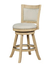 Benzara Curved Back Wooden Bar Stool with Swivel Base, Brown and Beige