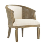 Benzara Mesh Design Wooden Accent Chair with Fabric Upholstery,Cream and Brown