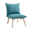 Benzara Fabric Upholstered Pillow Chair with Wooden AngLed Legs,Blue and Brown