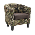 Benzara Camouflage Patterned Fabric Accent Chair with Wooden Legs, Multicolor