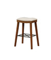 Benzara Fabric Upholstered Wooden Bar Stool with Metal Stretcher, Brown and Beige