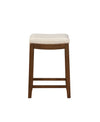 Benzara Wooden Counter Stool with Nailhead Trim Accent, Brown and Beige
