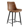 Benzara Contoured Leatherette Counter Stool with Metal Base, Brown and Black