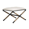 Benzara Padded Accent Stool with X Shaped Metal Legs and Wrapped Rope, Black