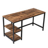 Benzara Wood and Metal Frame Computer Desk with 2 Shelves, Rustic Brown and Black