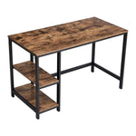 Benzara Wood and Metal Frame Computer Desk with 2 Shelves, Brown and Black