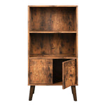 Benzara 2 Tier Wooden Bookshelf with Storage Cabinet and Angled Legs, Brown