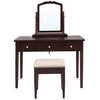 Benzara Wooden Vanity Set with 3 Drawers and Adjustable Mirror, Brown