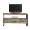 Benzara 60 Inch Wood and Metal Media Console with 3 Drawers, Gray and Black