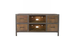 Benzara Mid Century Modern Wooden TV Stand with 4 Drawers, Brown and Gray