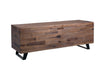 Benzara 46 Inch Wooden Storage Trunk with Angled Sled Legs, Brown and Black