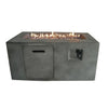 Benzara Rectangular Cement Gas Fire Pit with Lava Rocks and Control Panel,Gray
