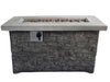 Benzara Rectangular Brick Style Gas Fire Pit Table with Metal Lid, Gray