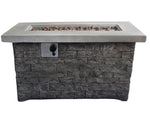 Benzara Rectangular Brick Style Gas Fire Pit Table with Metal Lid, Gray