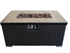Benzara Rectangular Gas Fire Pit Table with Woven Pattern and Metal Lid, Brown