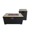 Benzara Rectangular Woven Gas Fire Pit Table with Propane Tank Protector,Brown