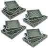 Benzara 3 Piece Wooden Tray Set with Mirror Inset, Assortment of 4, Gray