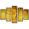Benzara 5 Piece Wood Wall Decor with Sleeping Buddha Print, Yellow and Black