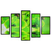 Benzara 5 Piece Wooden Wall Decor with Floral Imprint, Green and Black