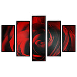 Benzara 5 Piece Wooden Wall Decor with Rose Petal Imprint, Red and Black