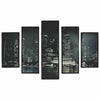 Benzara 5 Piece Wooden Wall Decor with View of Skyscrapers, Black and White