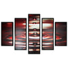 Benzara 5 Piece Wooden Wall Decor with Water Drop Print, Red and Black