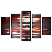 Benzara 5 Piece Wooden Wall Decor with Water Drop Print, Red and Black