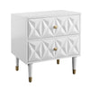 Benzara Modern Style Wooden Nightstand with Two Storage Drawers,White and Gold