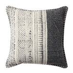 Benzara 18 x 18 Hand Woven Cotton Dhurri Pillow with Block Print, White and Gray