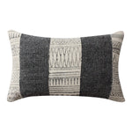 Benzara 12 x 20 Hand Woven Cotton Dhurri Pillow with Kilim Pattern, Gray and White