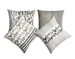 Benzara 18 x 18 Block Printed Cotton Pillow with Geometric Details, Set of 4, Multicolor