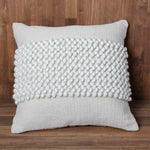 Benzara 20 x 20 Hand Woven Decorative Cotton Pillow with Ushnisha Details, White