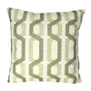 Benzara Contemporary Cotton Pillow with Geometric Embroidery, White and Green