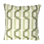 Benzara Contemporary Cotton Pillow with Geometric Embroidery, White and Green