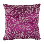 Benzara Faux Silk Cotton Pillow with Pearl Beads, Purple and Silver,