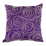 Benzara Designer Faux Silk Cotton Pillow with Pearl Beads, Purple and Silver,