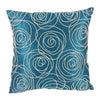 Benzara Faux Silk Cotton Pillow with Pearl Beads, Blue and Silver,