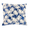 Benzara Contemporary Poly Dupioni Pillow with Embroidery, Blue and White