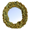 Benzara Round Wall Decorative Mirror with Thick Cemented Border, Rustic Green