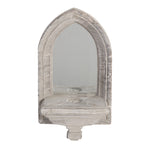 Benzara Cement Protected Decorative Wall Mirror, Washed White