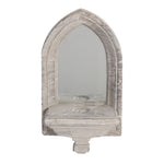 Benzara Cement Protected Decorative Wall Mirror, Washed White
