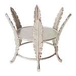 Benzara Aluminum Candle Holder Surrounded with Six Leaf Pillars, Silver