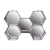 Benzara Hexagonal Mirrored Wall Display with Two Keyhole Hanger On Top, Silver