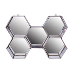 Benzara Hexagonal Mirrored Wall Display with Two Keyhole Hanger On Top, Silver