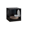 Benzara Wooden Pet End Table with Flat Base and Cutout Design on Sides, Black