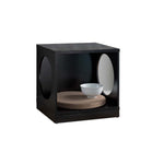 Benzara Wooden Pet End Table with Flat Base and Cutout Design on Sides, Black
