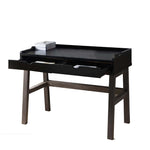Benzara Dual Toned Wooden Desk with Two Sleek Drawers and Slightly Splayed Legs, Gray and Black